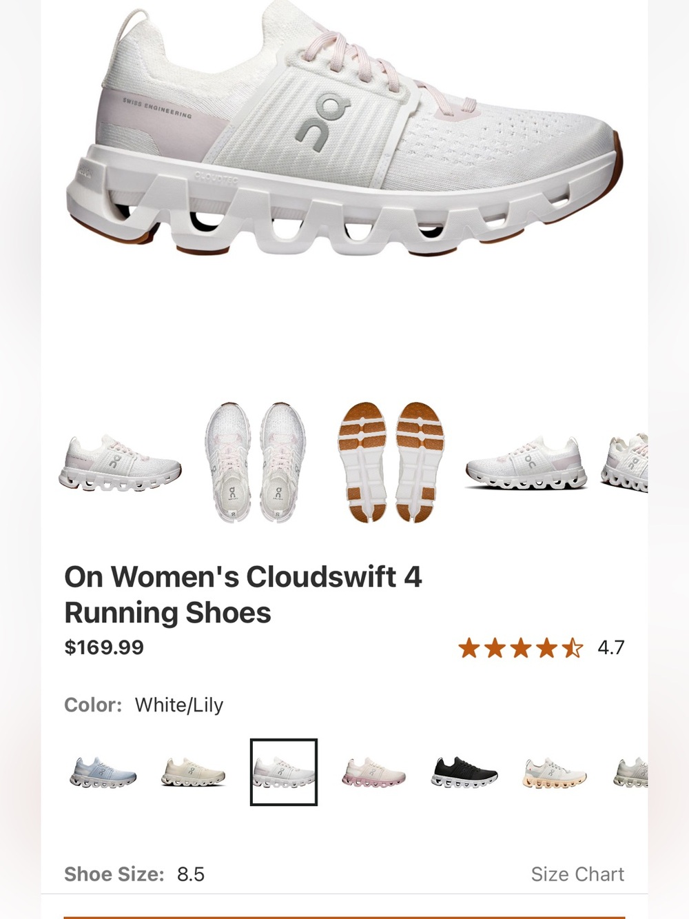 On Women's Cloudswift 4 Running Shoes — White with Lily Accents
